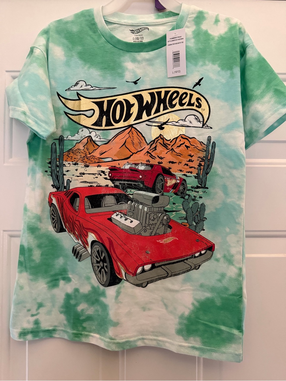 Hot Wheels Kids Tie-Dye Tee with Red Car Graphic